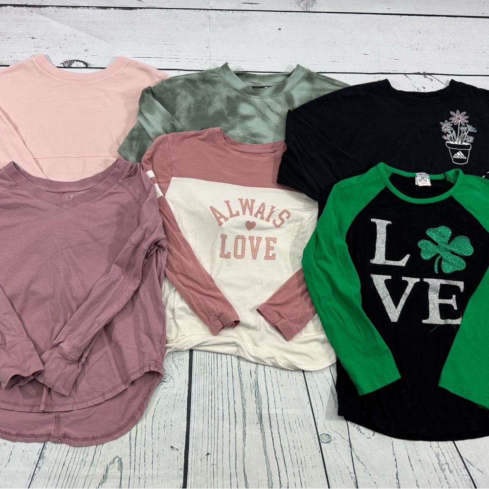 Lot Of 6 Youth Girls Long Sleeve Tops Shirts Size Medium EUC